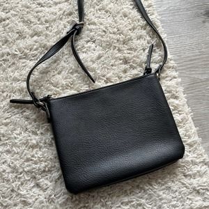 Black Faux Leather Crossbody Bag